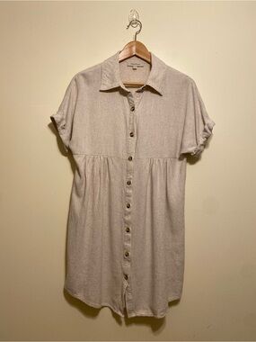 RHEA & THEA Lightweight Cream Button-Down Shirt Dress. Size S